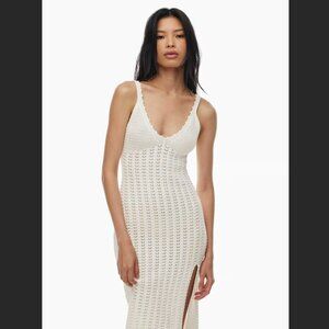 NWOT Wilfred Evie Pointelle Crochet Midi Dress in Light Birch  - Size Medium